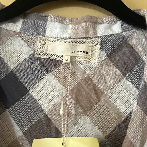 a’ reve Taupe Plaid Midi-Tunic with lace NWT - Picture 2 of 8